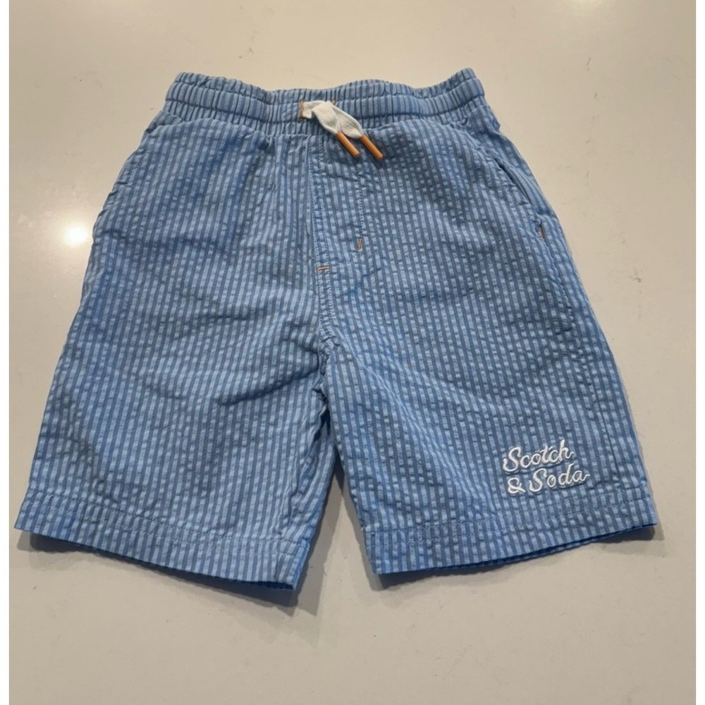 Scotch & Soda Boys Size 4T Striped Blue Pull On Shorts Elastic Waist 100% Cotton